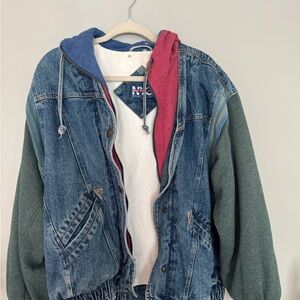 Combination Denim Jean Jacket & Sweatshirt
